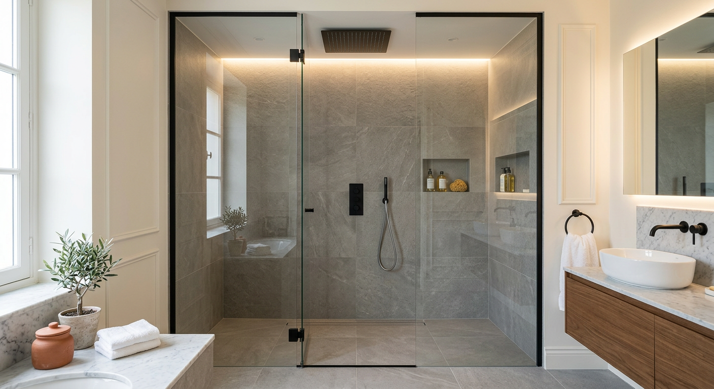 rénovation salle de bain douche italienne Herblay